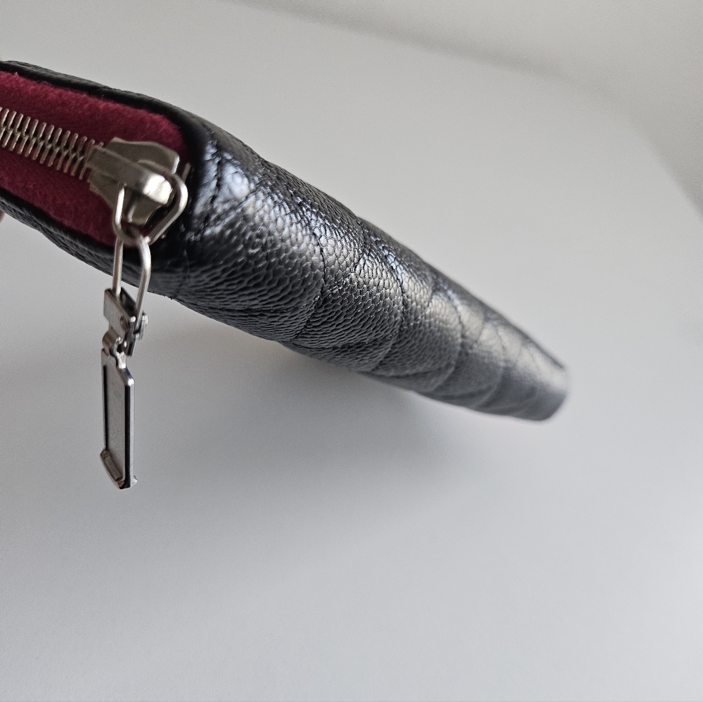 Chanel Black Caviar Quilted Gusset Zip Around Long Wallet - Picture 8 of 16